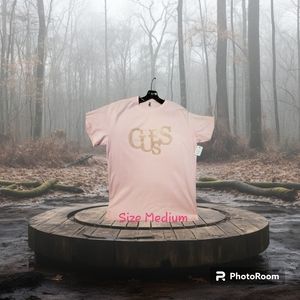Pink Guess Tshirt with gold rhinestones